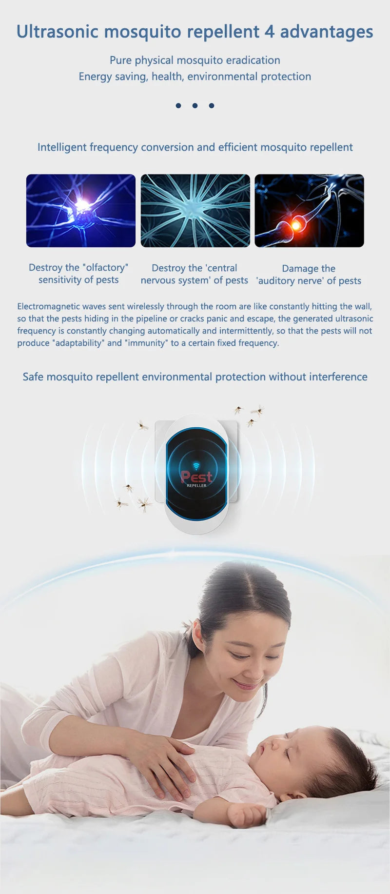 XIAOMI Ultrasonic Electronic Insect Repellent And Mouse Repellent Household Insect Repellent Mini Mosquito Repellent Silent Safe