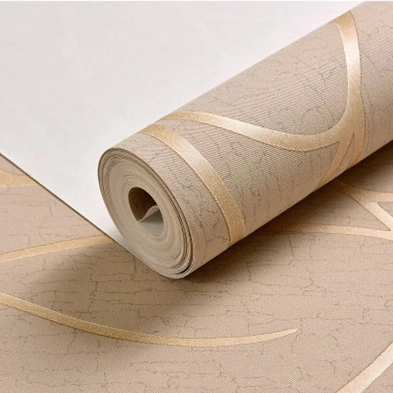 53cm European style 3D non-woven fabric wall sticker for moisture-proof curved stripe background wall sticker in living room