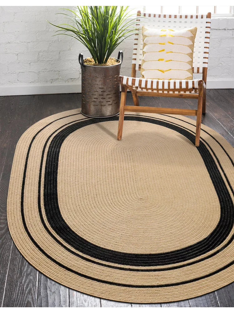 Living Room Carpet Home Decoration Natural Jute Hand Woven Bedroom Rug Fashion Minimalism Wear-resistant Durable Breathable Mat