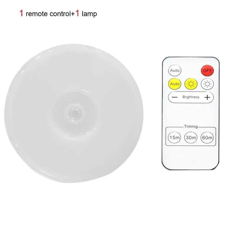 Magnetic Wireless Under Cabinet Kitchen Light USB Rechargeable Pir Motion Sensor Night Lamp with Remote Control for Bedroom Ward