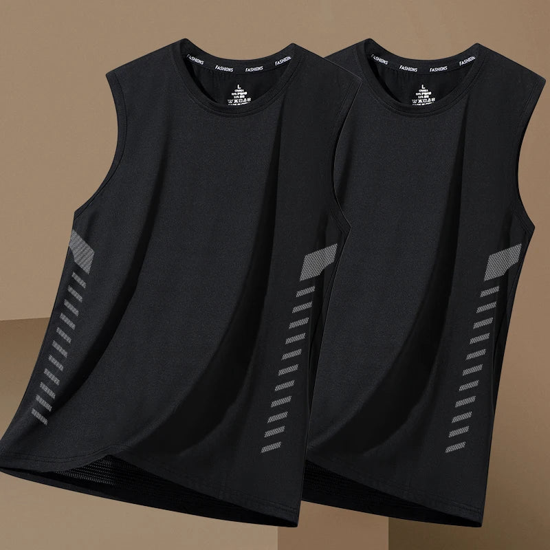 Men's Summer New Sle Qui Dry Sport Vest Loose Ice Silk Svel T-irt Fitn Training Running Baskeall American Sle