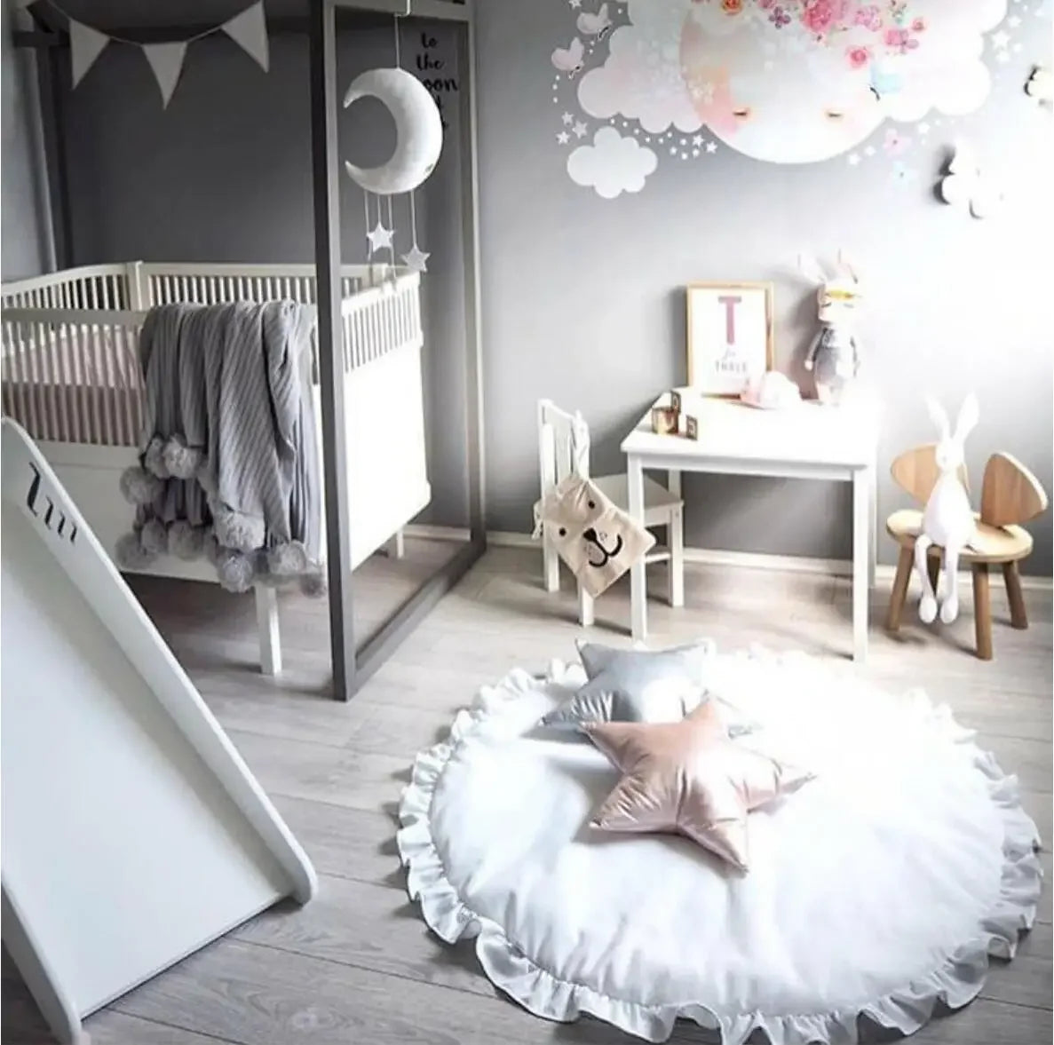 100cm Newborn Baby Padded Play Mats Soft Cotton Crawling Mat Girls Game Rugs Round Floor Carpet For Kids Interior Room Decorate