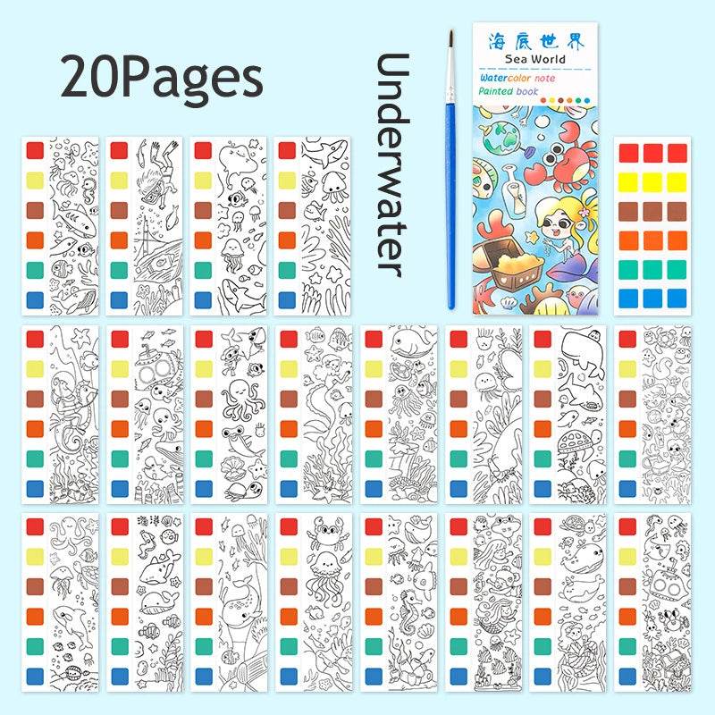 12Pages Coloring Books Portable Watercolor Painting Book Graffiti Picture Books Painting Drawing Toys For Children Gift - AIAZ