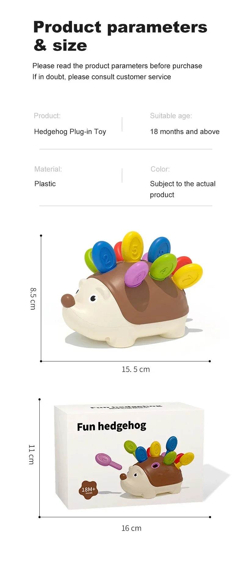 Hedgehog Montessori Educational Toy Fine Motor Toys for Toddlers Learning Counting & Training Develop Concentration Sensory Gift - AIAZ