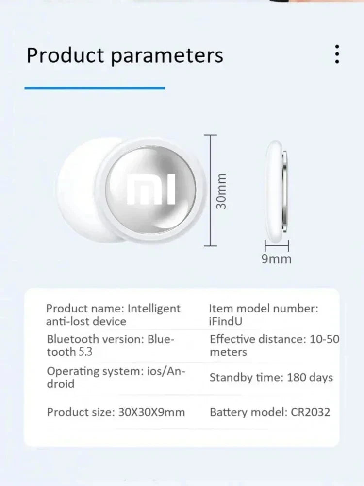 Xiaomi Mini GPS Tracker System Find My App Air Tag Smart Bluetooth Locator Child Finder Bag Anti-Loss Pet Collar With Tracker