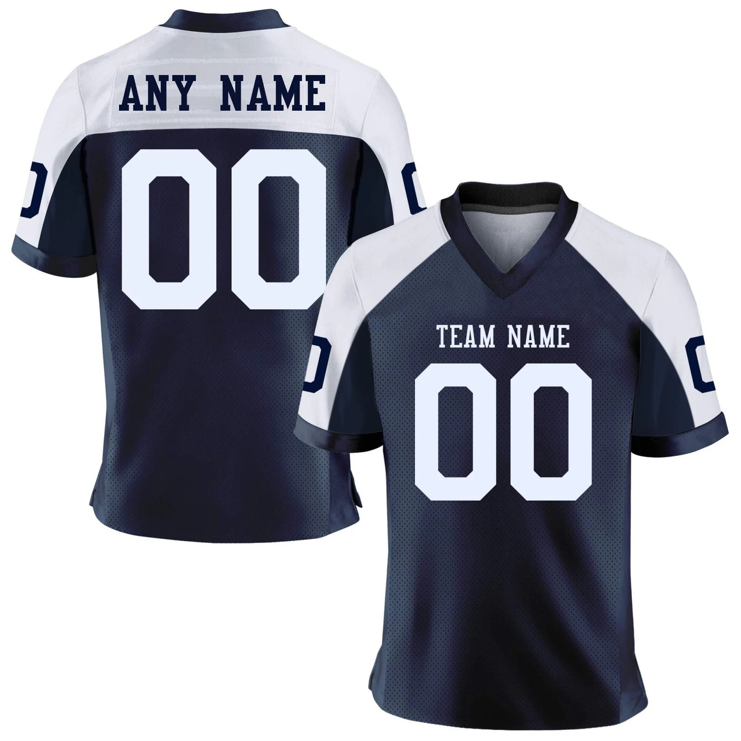 American Football Jersey Custom Navy White Gray Jersey Personalized Printed Team Name Number Quick-Dry American Football Shirt