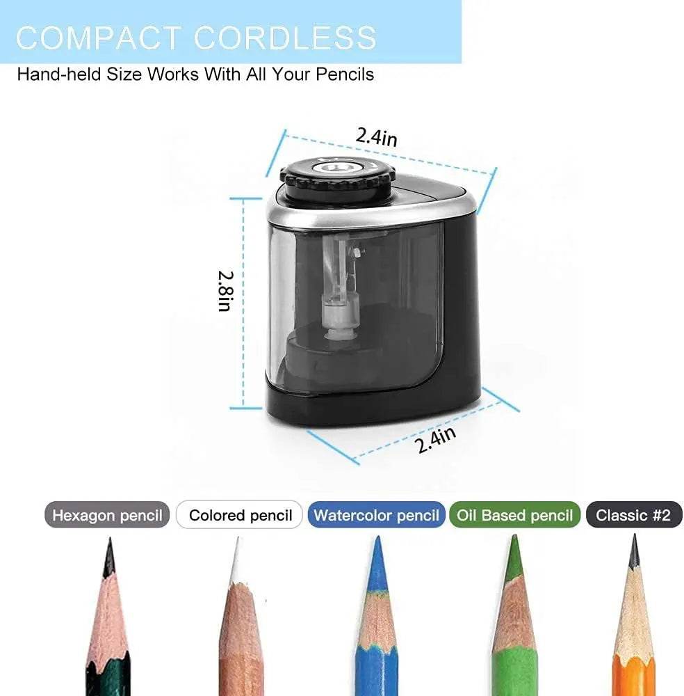 Portable Electric Pencil Sharpeners Fast Sharpen Back to School Supplies Sketch Writing Pencils(6-8mm) Student Classroom Office - AIAZ