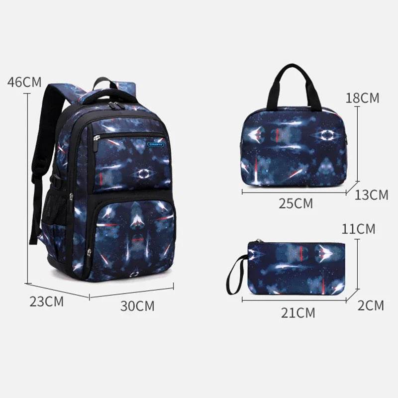 Boys Backpacks 3 Pieces Sets School Bags Large Size Bag For Teenagers Children Knapsack Big Boy Backpack Middle School Students - AIAZ
