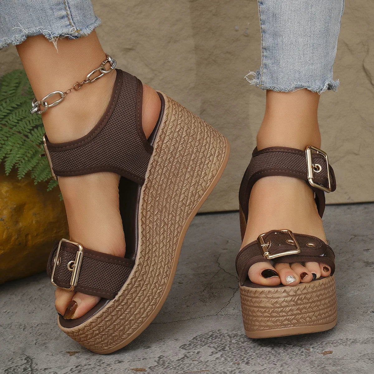 Summer Women's High Heel Shoes 2025 New Casual Platform Wedge Heel Sandals Women's Fashion Open Toe Rome Sandals Sandalias Mujer