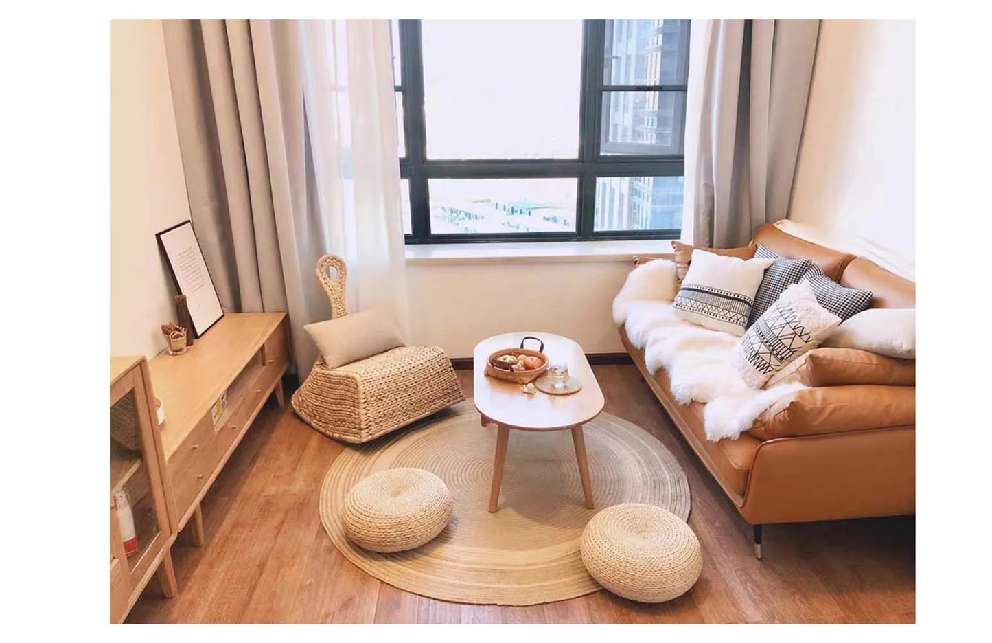 Living Room Carpet Home Decoration Natural Jute Hand Woven Bedroom Rug Fashion Minimalism Wear-resistant Durable Breathable Mat