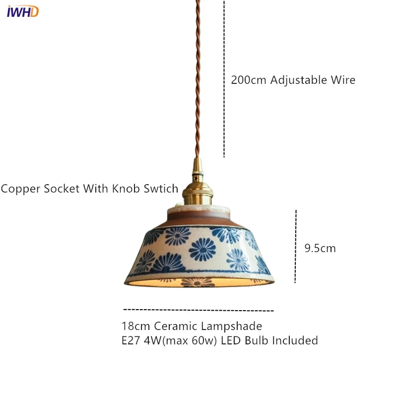 IWHD 2024 New Style Nordic Modern LED Pendant Lights Fixtures 4W Bedroom Dinning Living Room Ceramic Beside Lamp Hanglamp
