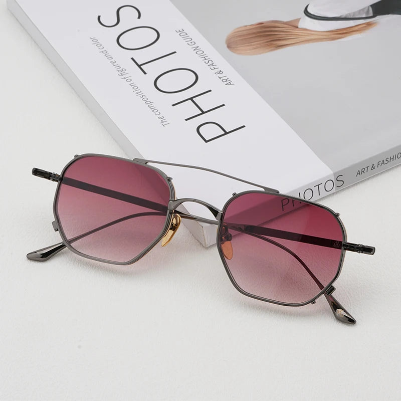 MARBOT Sunglasses Double Bridge Design Handmade Quality Alloy Rectangular Designer Brand Classic Alloy Glasses Outdoor UV400