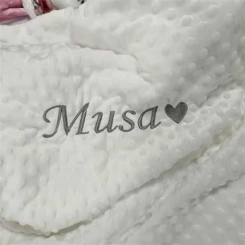 Personalized Bubble Minky Fleece Baby Blanket with Name DIY Custom Toddler Crib Stroller Blanket For Newborn Baby Birthday Gift