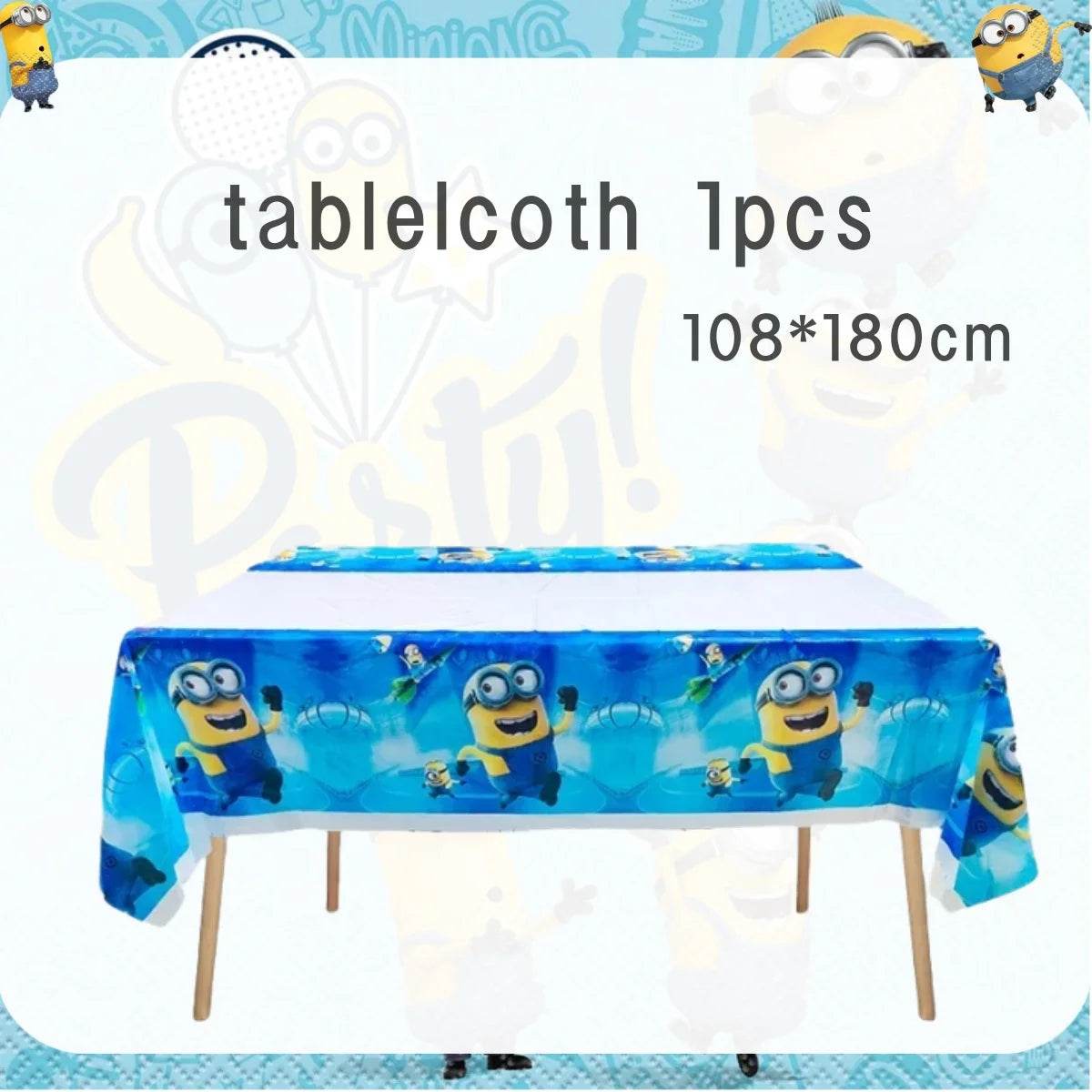 Big Eye Yellow Man Birthday Party Supplies Set - Disposable Tableware Tablecloth Plate Cup Balloon for Boys & Girls Baby Shower - AIAZ