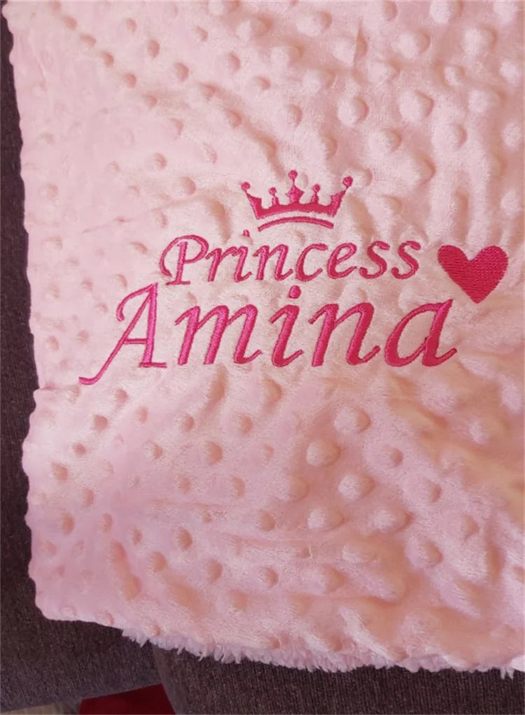 Personalized Bubble Minky Fleece Baby Blanket with Name DIY Custom Toddler Crib Stroller Blanket For Newborn Baby Birthday Gift