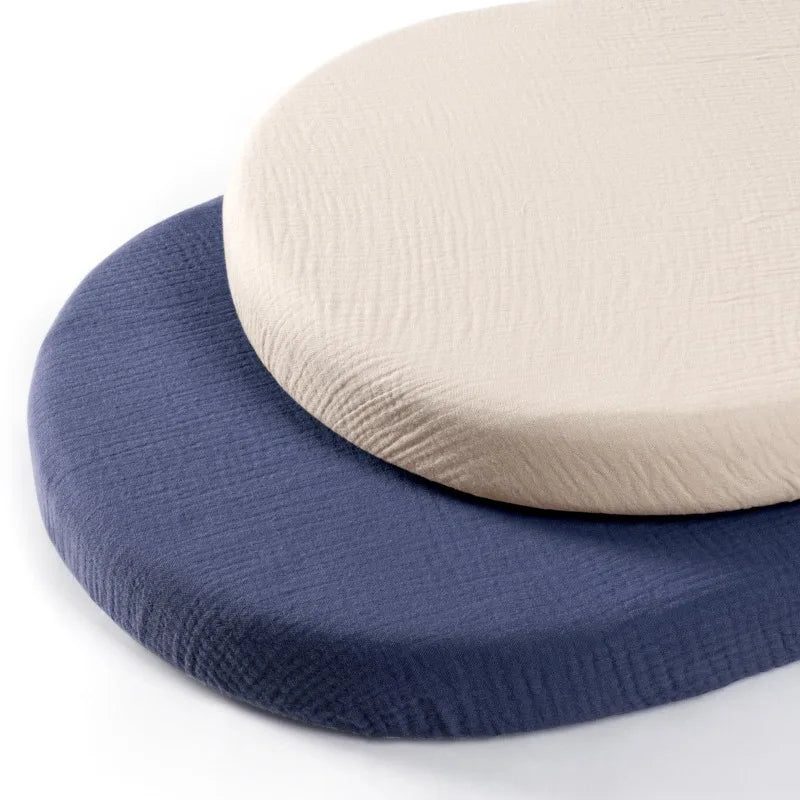 2 Pcs Baby Crib Sheets Breathable Cotton Universal Fit Solid Printing Color Bassinet Infant Bedding Fitted Sheet Sets