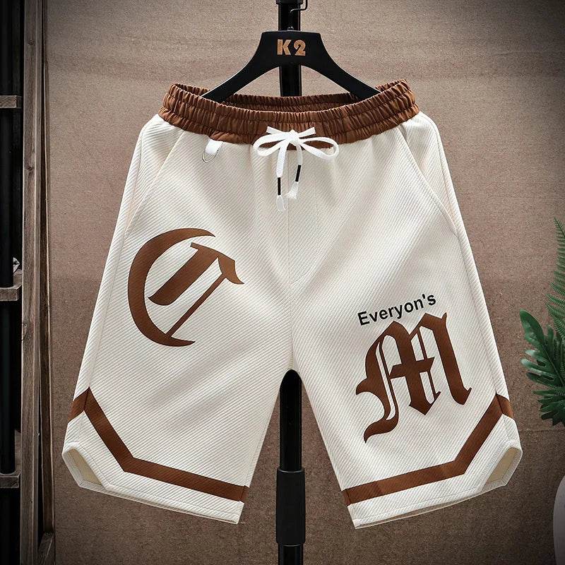 2025 Summer Men's Running Shorts Casual Jogging Sport Short Pants patchwork Print Drawstring Loose Dry Gym Sports Shorts - AIAZ