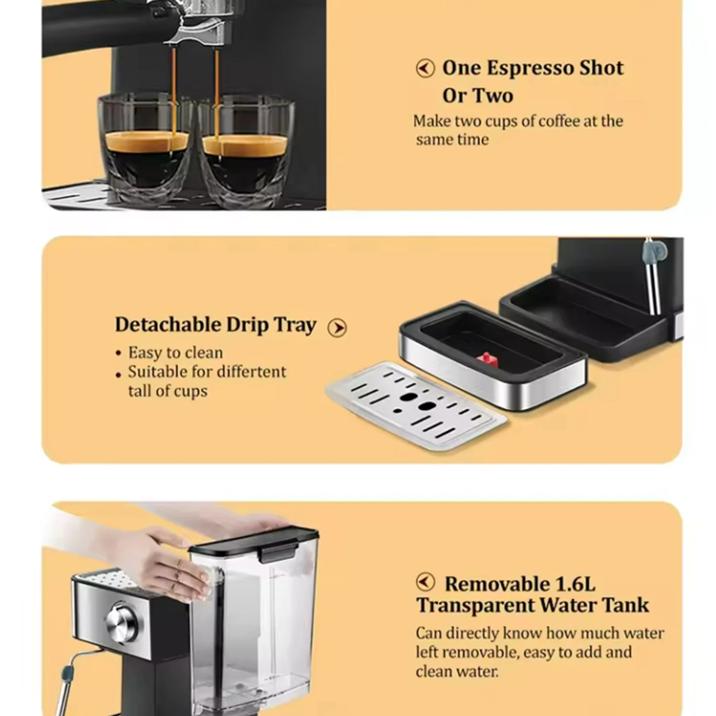 20 Bar Italian Espresso Machine Semi-automatic Make milk foam Coffee Machine High-pressure Extraction Espresso Coffee Maker