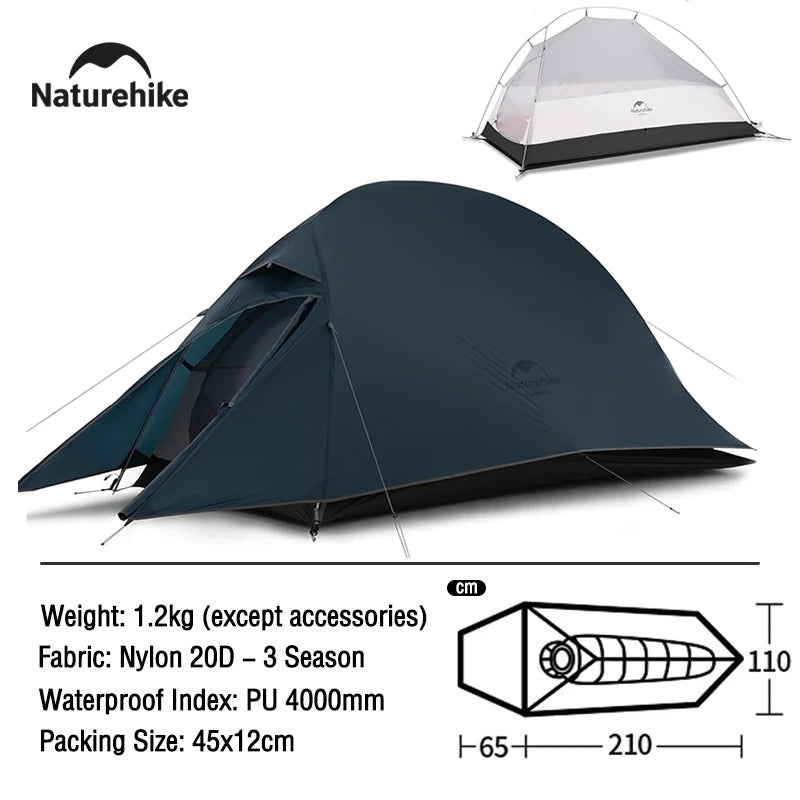 Naturehike Camping Tent Ultralight Portable Cloud Up 1 Person Shelter Tent Folding Backpack Waterproof Tent Travel Beach Tent