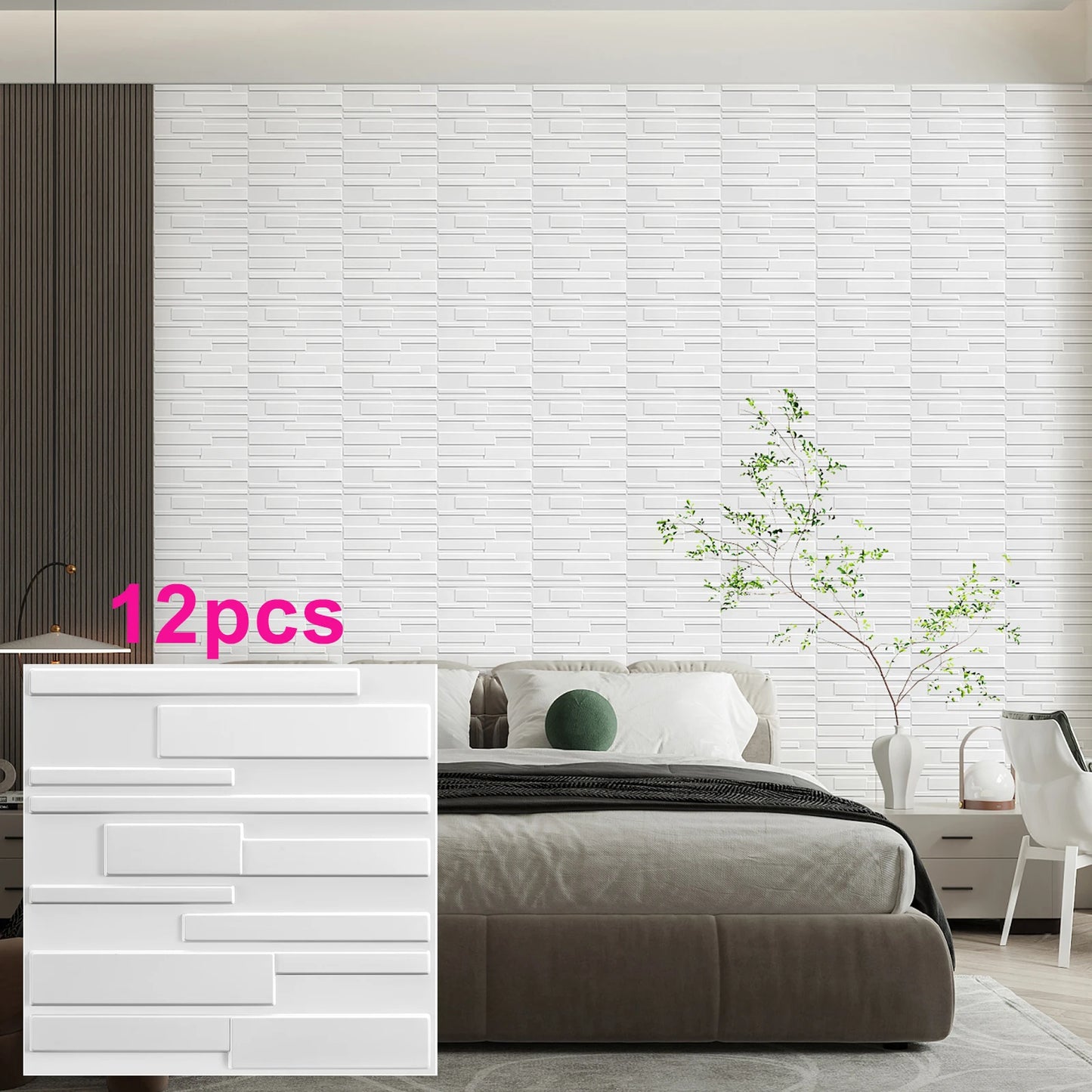 KUUJOJO 3D textured wall panel for indoor wall decoration, suitable for living room, hall, bedroom, hotel, office, send tape