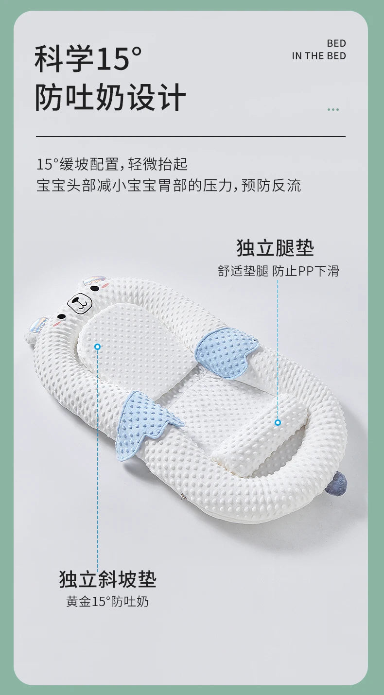 92 Baby Bedside Sleeper - Newborn Lounger Cushion, Anti-Reflux, Sleep Positioner for 0-3 Years, Infant Co-Sleeper.