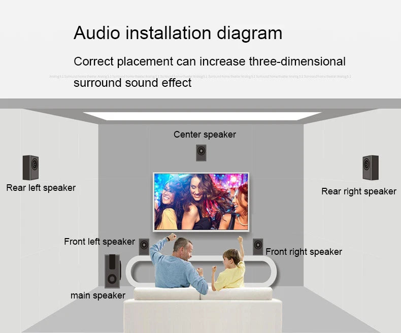 5.1 Floor-Standing Multimedia Sound Box Home Theater System 3D Surround Subwoofer 60W TV Bluetooth Speaker With Remote Control