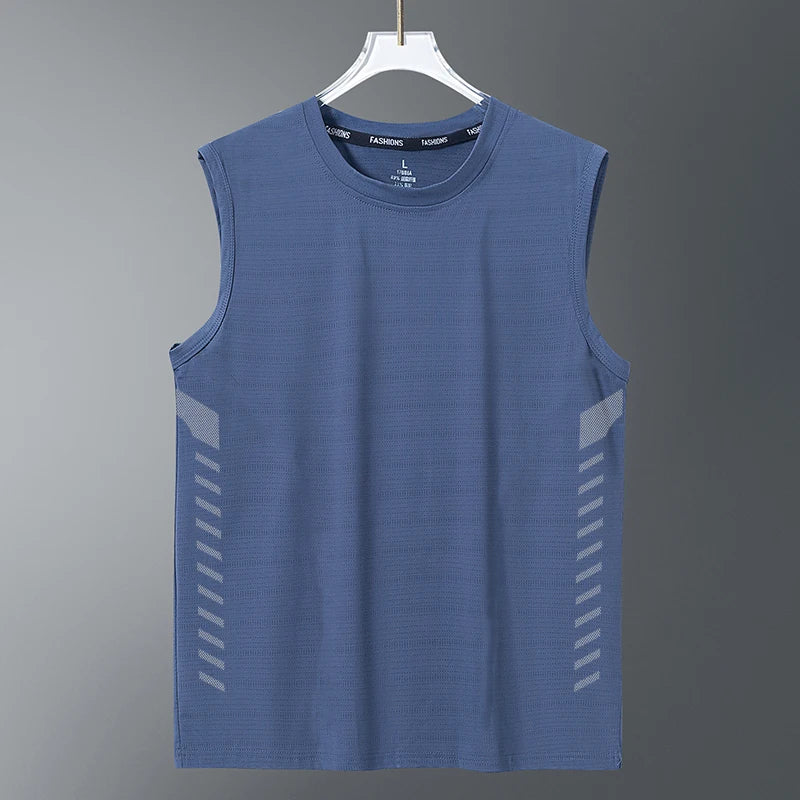 Men's Summer New Sle Qui Dry Sport Vest Loose Ice Silk Svel T-irt Fitn Training Running Baskeall American Sle