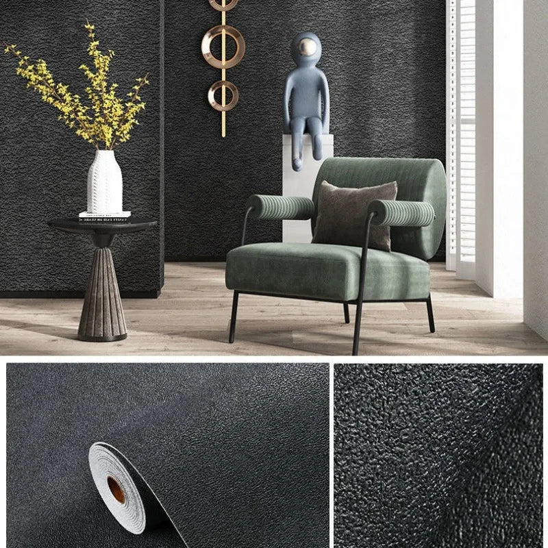 Linen 3D Foam Self-adhesive PVC Solid Color Thickened Waterproof Background Wall Renovation Wallpaper Wall Stickers Home Decor