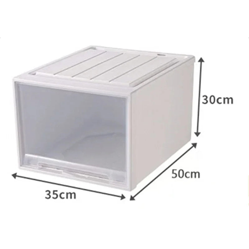 Wardrobe Storage Box High-capacity Drawer Style Stackable Container Transparent Plastic Containers for Household Use Storage