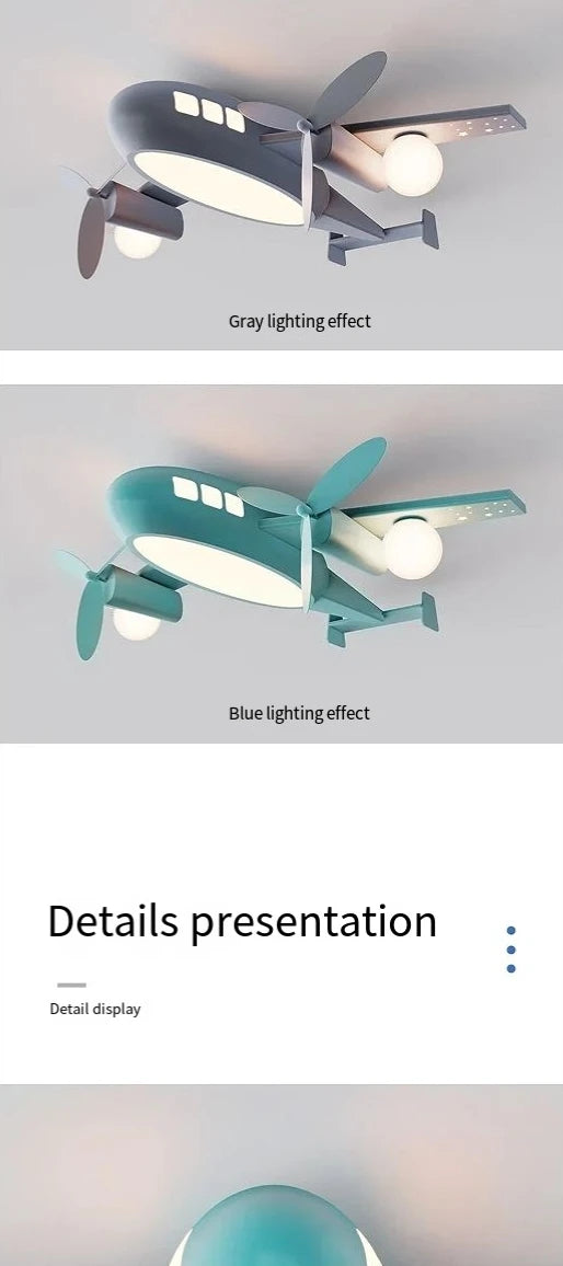 JIANKEXING Bedroom Lights Children's Room Lights Luxury Creative Cartoons Airplanes Chandeliers Modern Minimalist Boys Girls