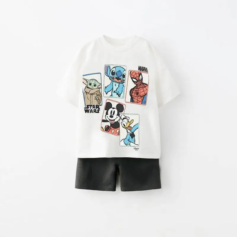 Brand Children's Casual Clothing Sets Kids Spiderman Boys Pullover Tshirts 2pcs Suit Disney Kids Boy Infant Toddler Tracksuit