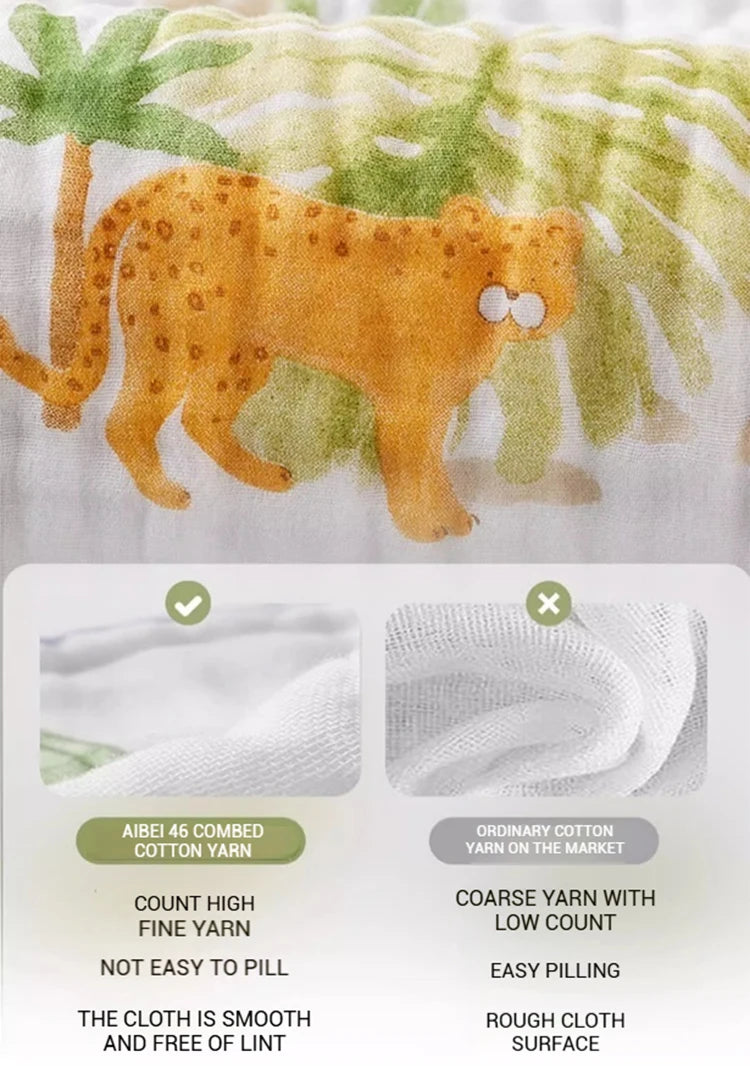 AIBEDILA Newborn baby bath towel pure cotton gauze bath towel Class A soft children's blanket absorbent newborn baby blanket