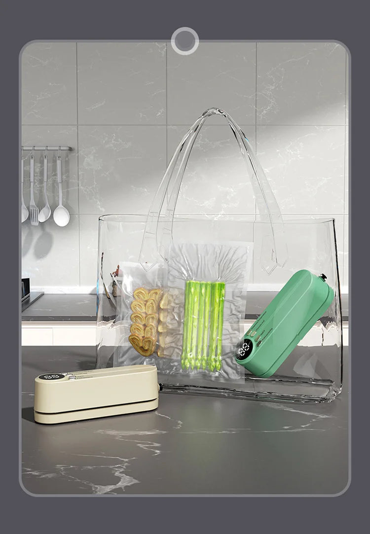 2-in-1 Vacuum Sealer with USB-Rechargeable Portable,with 3 modes vacuum sealant, for fruits, meat, etc. to keep fresh
