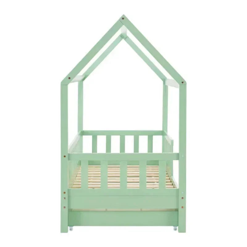 New mounted wooden girls child toddler two frame baby montessori kids floor bed for children with rails