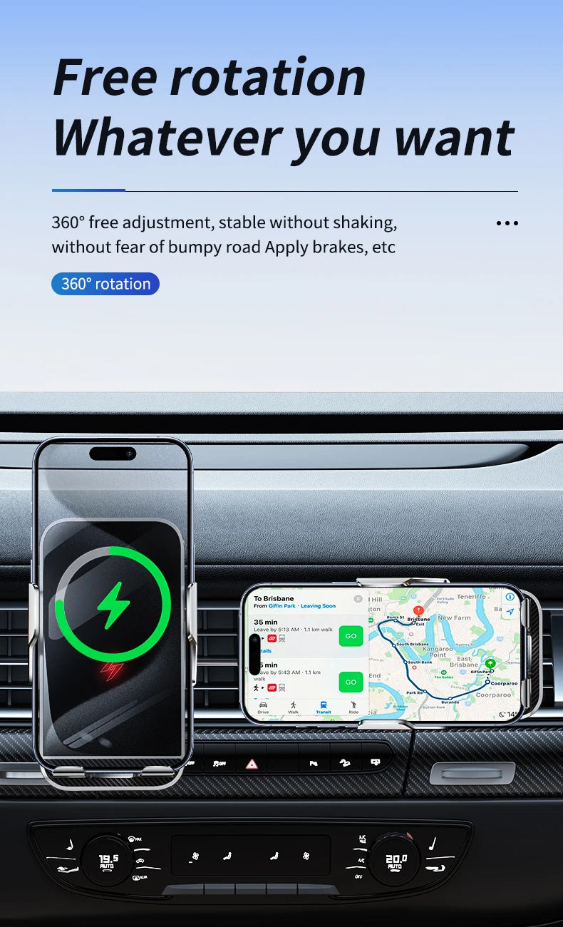 15W Wireless Car Phone Holder with Fast Charger Wireless Phone Charging Mobile Holder for Car for iPhone Huawei Samsung Xiaomi