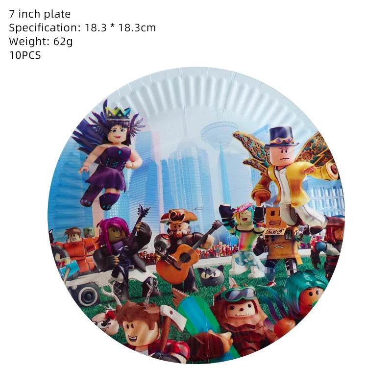 Hot Roblox Birthday Party Decor Game Balloons Disposable Tableware Backdrop For Kids Boy Party Supplies Baby Shower Toy Gifts - AIAZ