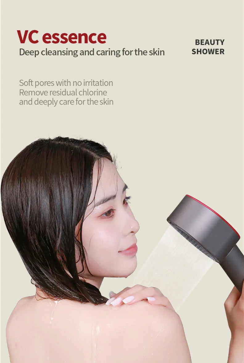 High end fragrance shower showerhead with carbon fiber filter element for filtering fragrance and skin care showerhead