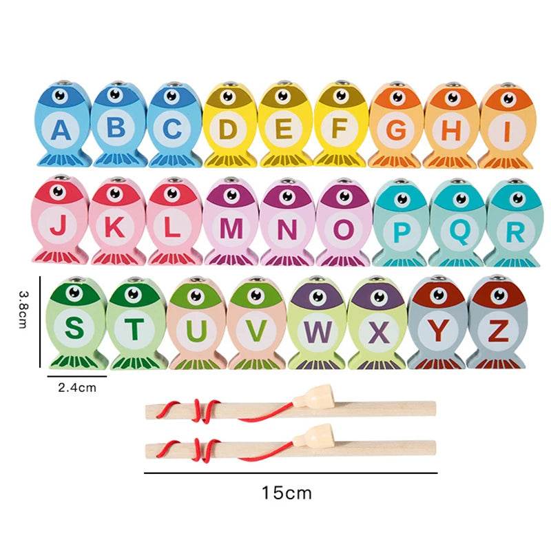 Kids Wooden Fishing Game Toys Gifts Early Education Alphabet Numeric Cognitive Toys Children Interactive Games Toys for Gifts - AIAZ