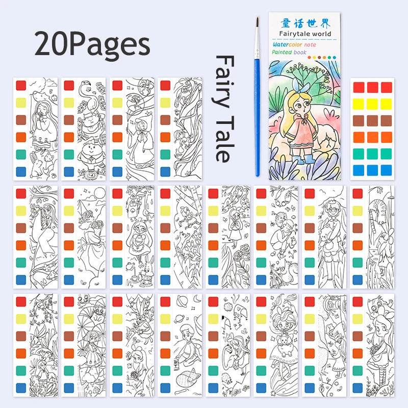 12Pages Coloring Books Portable Watercolor Painting Book Graffiti Picture Books Painting Drawing Toys For Children Gift - AIAZ