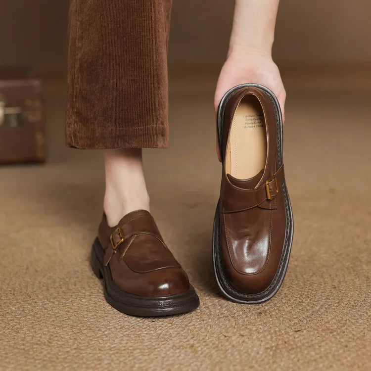 Dress Shoes Women Loafers Cow Leather Sheepskin Rubber Formal Business Suit Ladies 2025 Spring Autumn Handmade