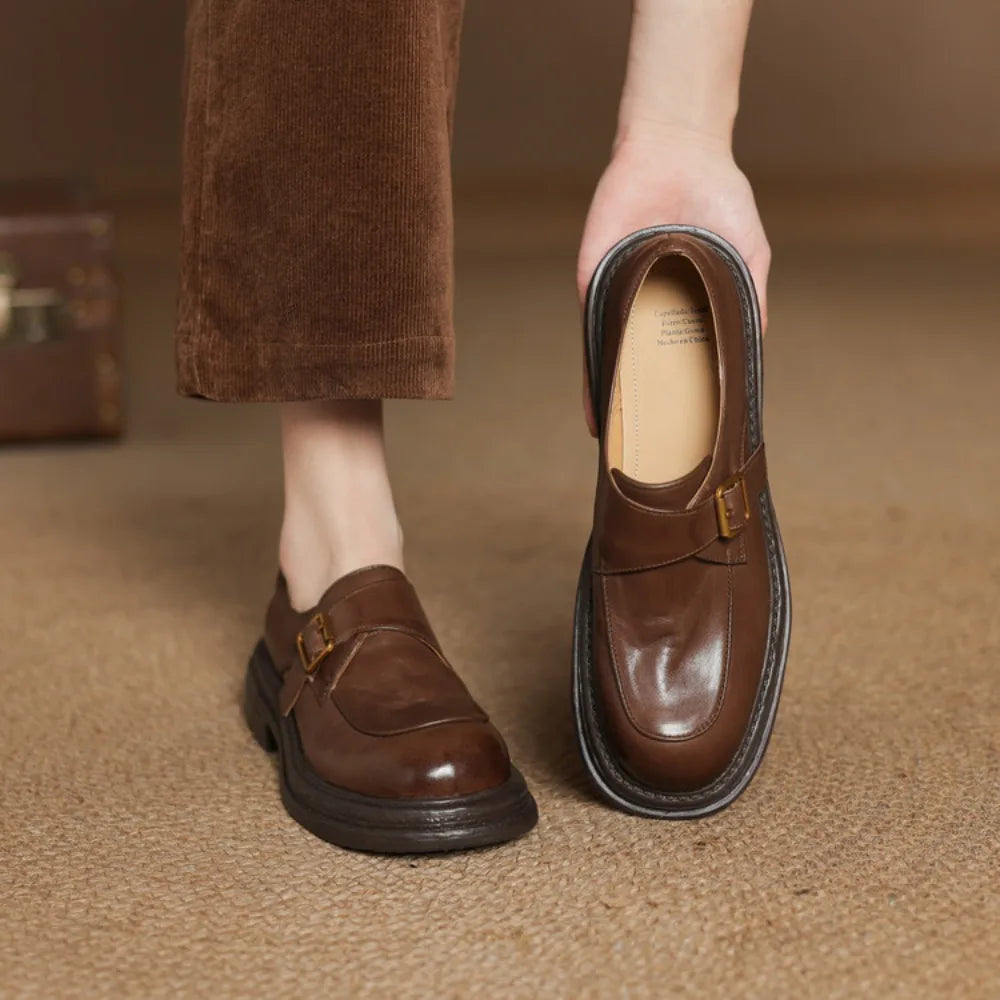 Dress Shoes Women Loafers Cow Leather Sheepskin Rubber Formal Business Suit Ladies 2025 Spring Autumn Handmade