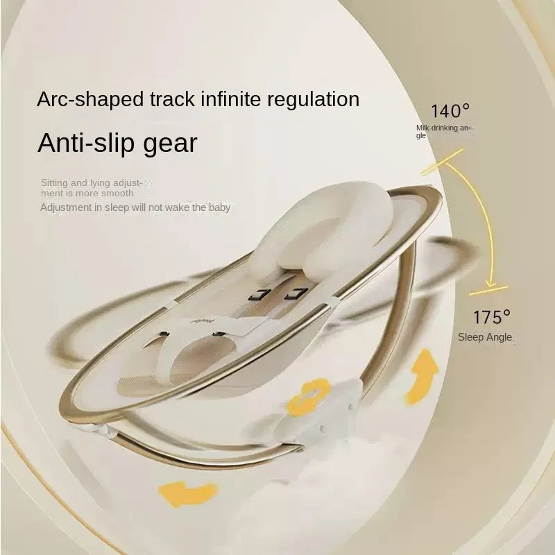 Baby Rocking Chair Electric Smart Wireless with Music & Timer Mosquito Net Baby Cradle Bassinet for Newborn Baby