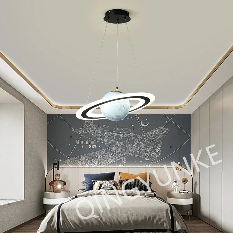 Acrylic Planet Pendant Lamp for Living Bedroom Kitchen Children Room Space Star Indoor Hanging E27 Changeable Light