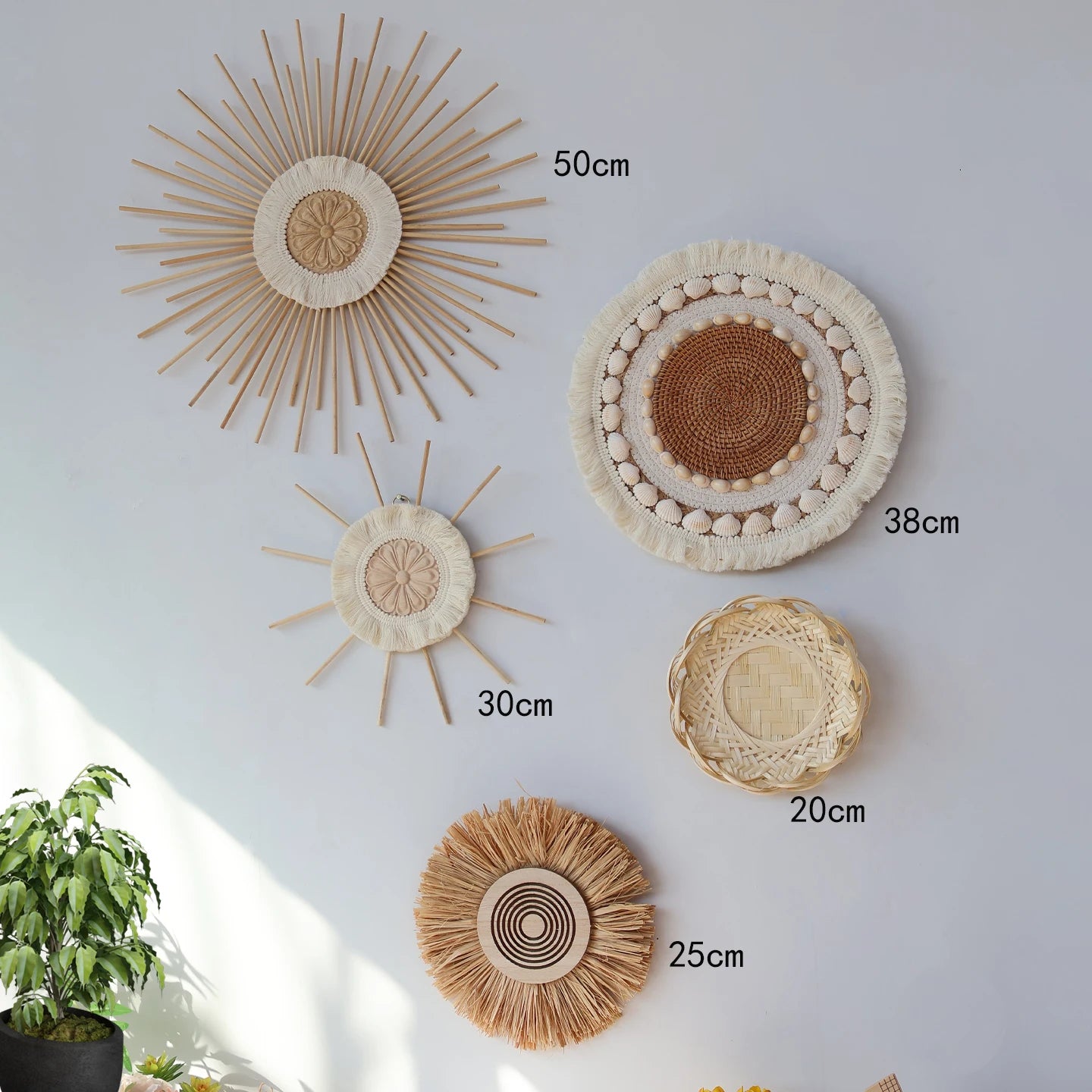 Bohemian Wall Decorations, Woven Grass and Rattan Wall Ornaments, Wall Decorations for Restaurant Background Walls