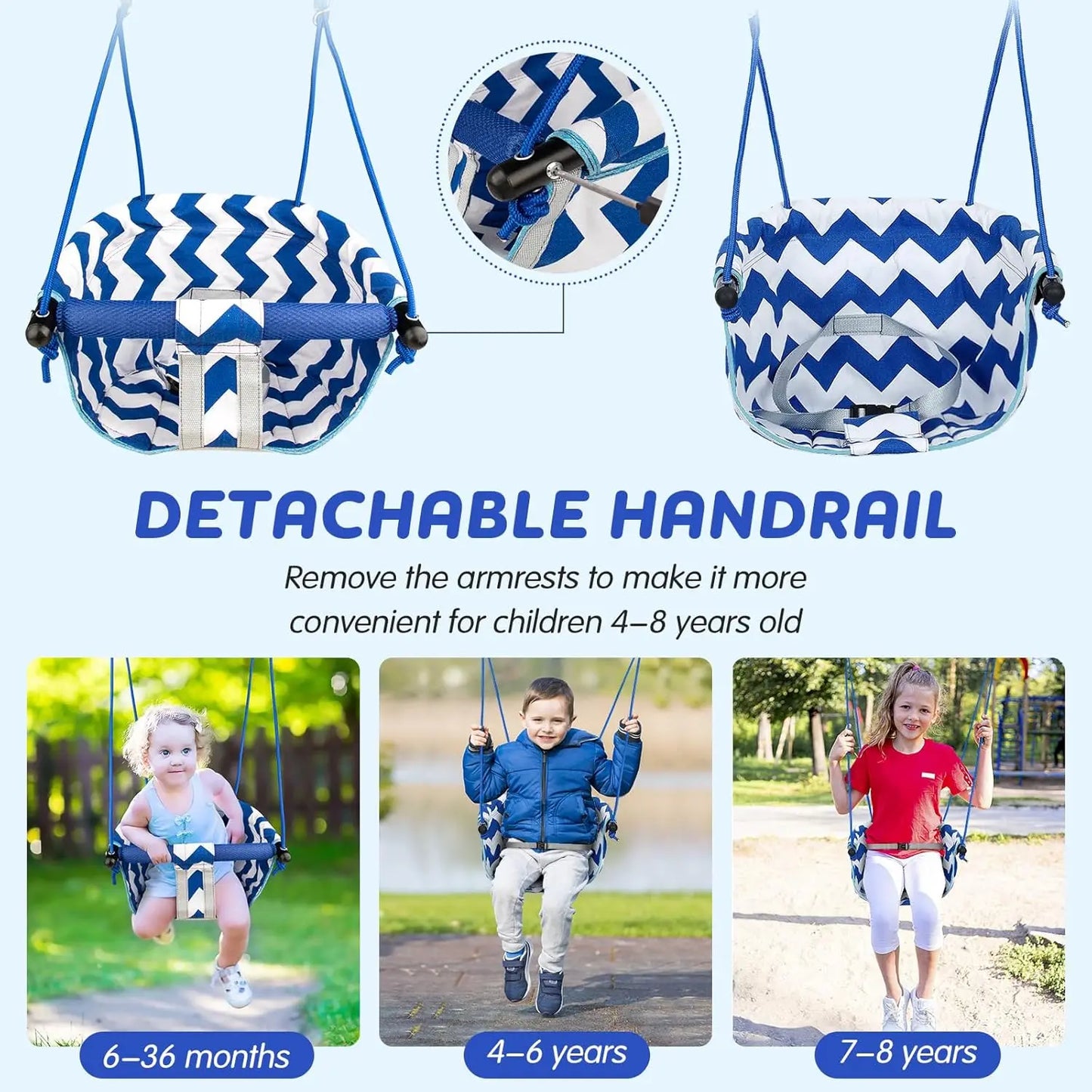 Toddler Swing with Safety Belt fit 3-6 Years Indoor Baby Swing Seat Hanging Swing Chair for Home, Courtyard & Backyard Use