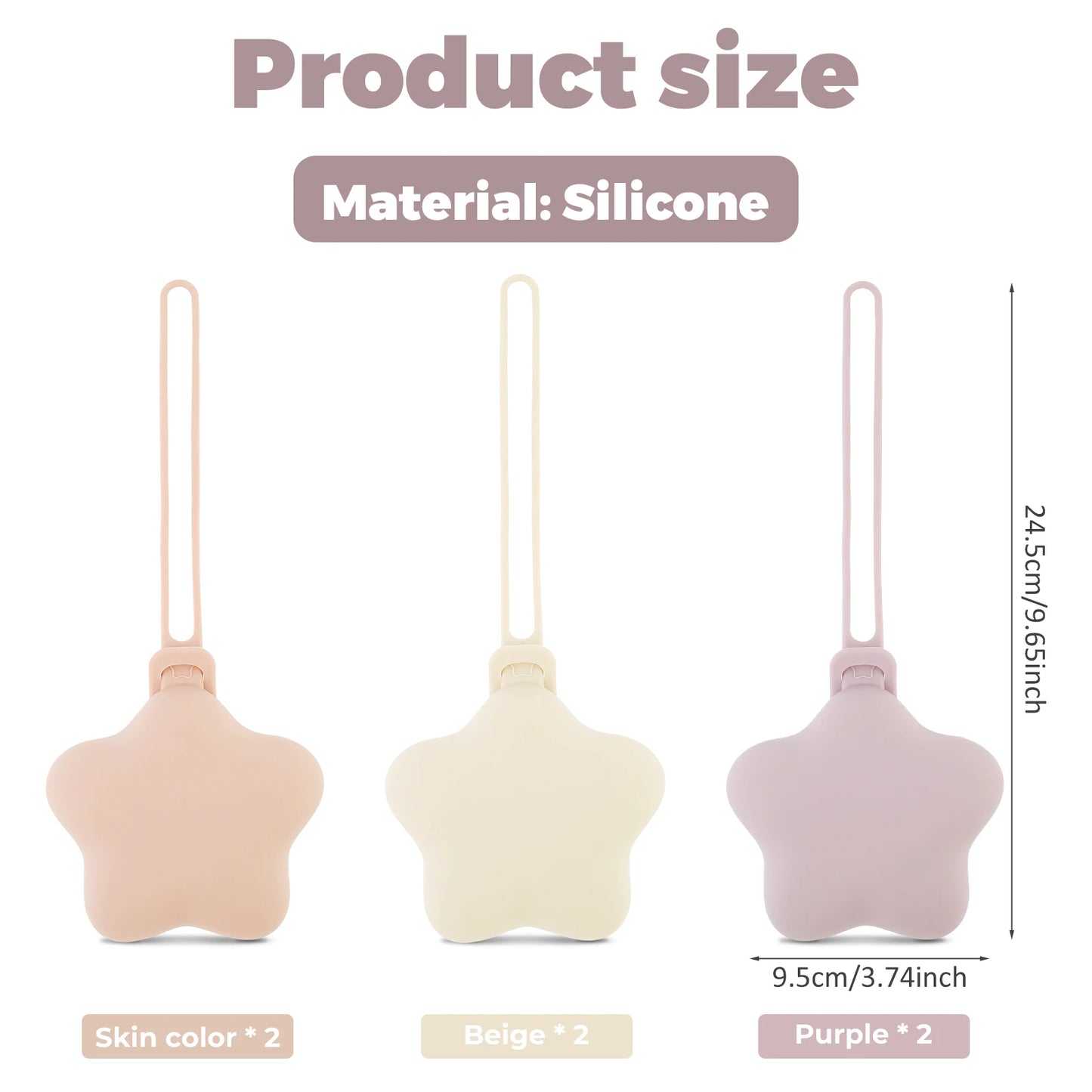 3/6Pcs Star Pacifier Storage Bag Silicone Dustproof Pacifier Holder Case Portable Baby Pacifier Chain Bag Baby Accessories