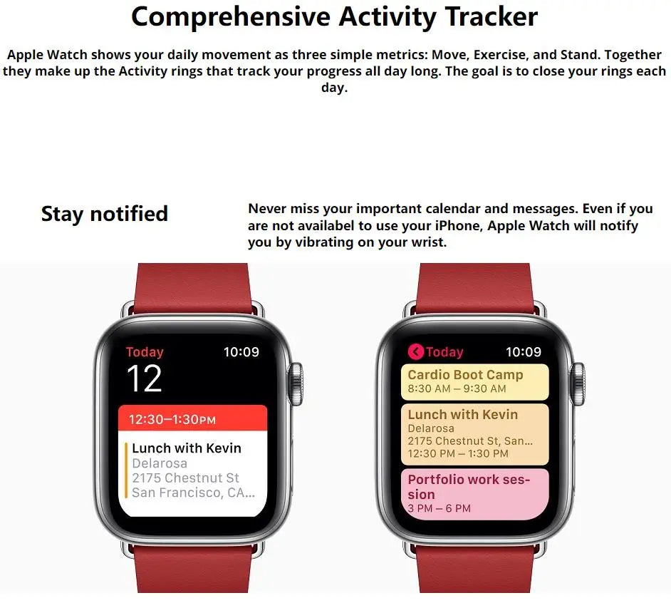 100% Original Apple Watch Series 4 Smartwatch 40MM/44MM GPS Aluminum with Sport Band (Renewed)