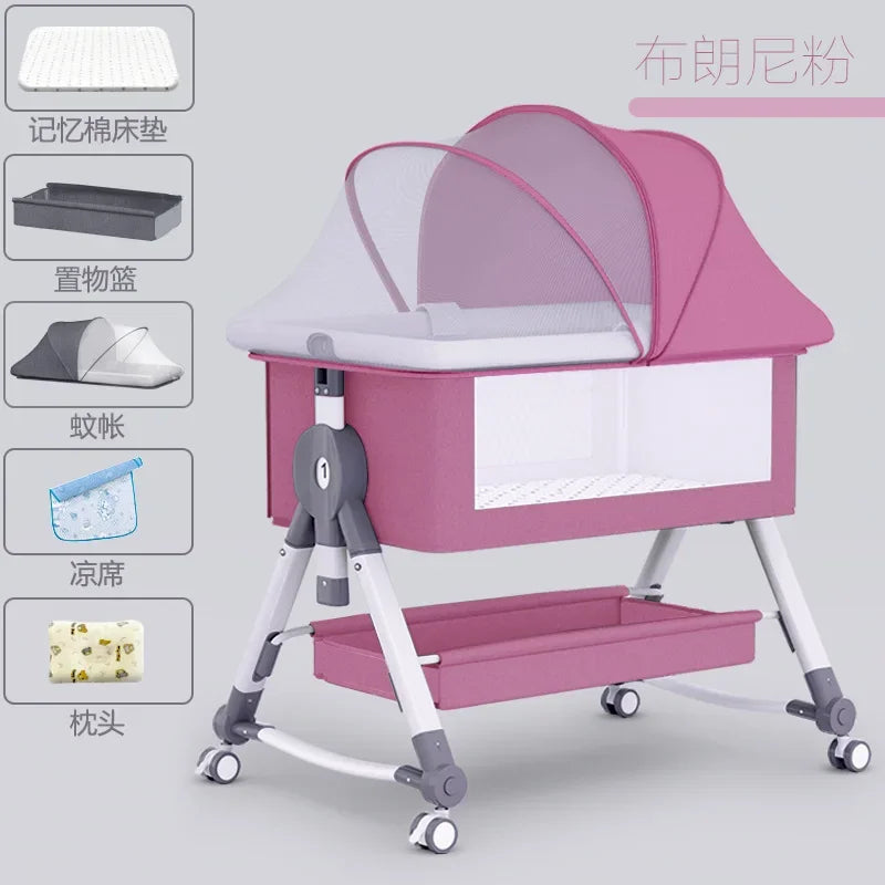 Newborn Bed Splicing Large Bed Baby Rocking Children's Cradle Multifunctional Movable and Foldable
