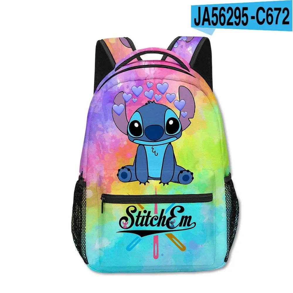 Stitch Primary School Student Anime Backpack Cartoon Large Capacity School Bag Printing Anime Kawaii Cartoon School Bag Mochila - AIAZ