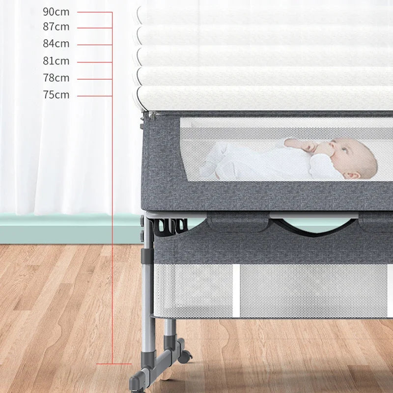 Twin Bassinet Portable Movable Newborn Crib Folding Height Adjustable Splicing Big Bed Baby Crib Baby Bed